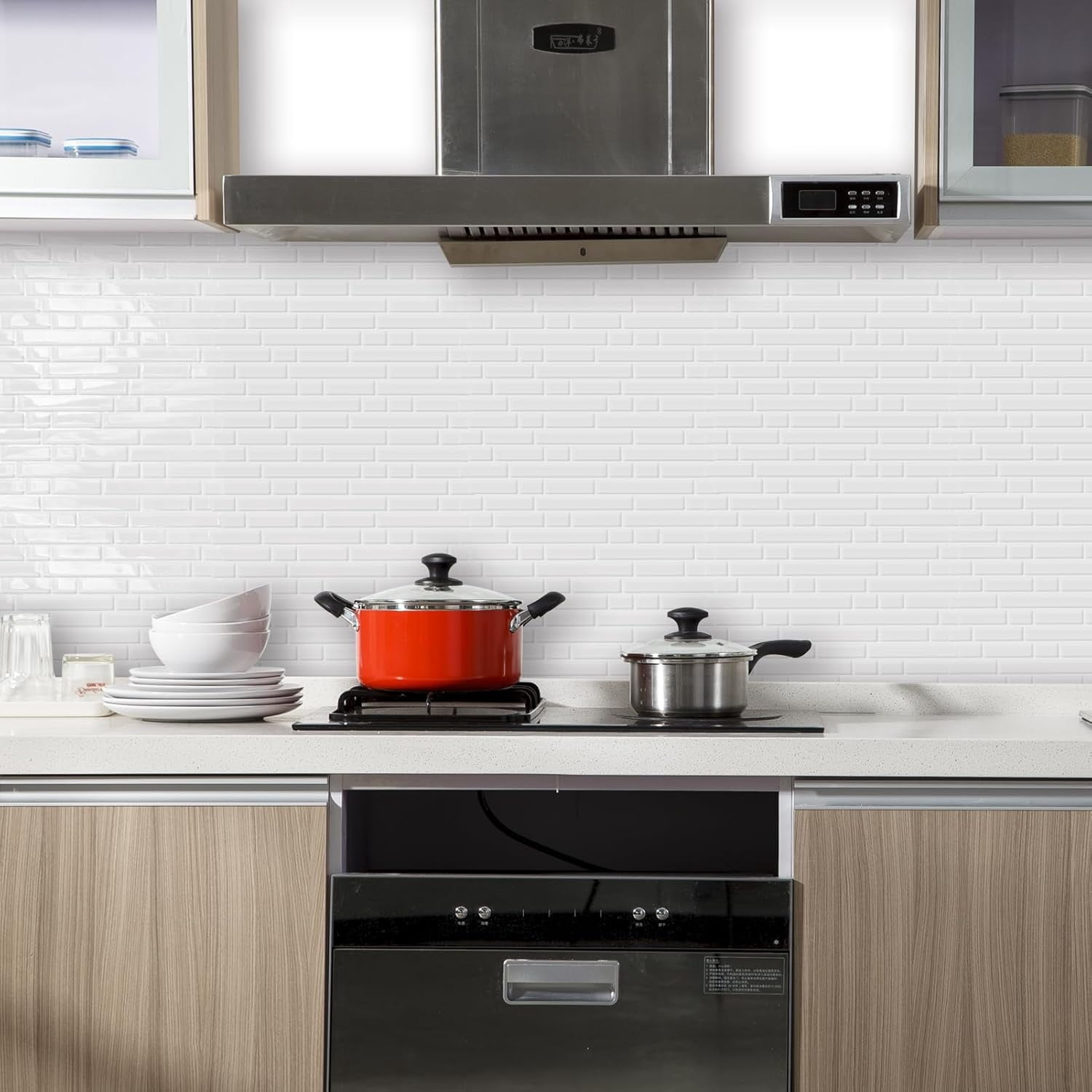10 Sheets Peel and Stick Backsplash for Kitchen,12''x12'' Waterproof Stick on Backsplash   for Bathroom,Removable Self Adhesive Wall Tiles (White Washed)