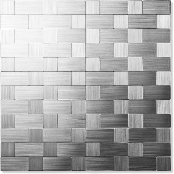 10-Sheets Peel and Stick Backsplashes for Kitchen, Stick on Backsplash Stainless Steel Metal Tiles for Kitchen Walls, Stainless Steel Backsplash for Range Hood Wall Shield (12''x12'')