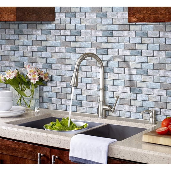 10 Sheets Peel and Stick Tile Backsplash for Kitchen Wall Tile, Self Adhesive Brick Backsplash Subway Tiles Backsplash, Stick on Tiles Kitchen Backsplash 10"x10.6"