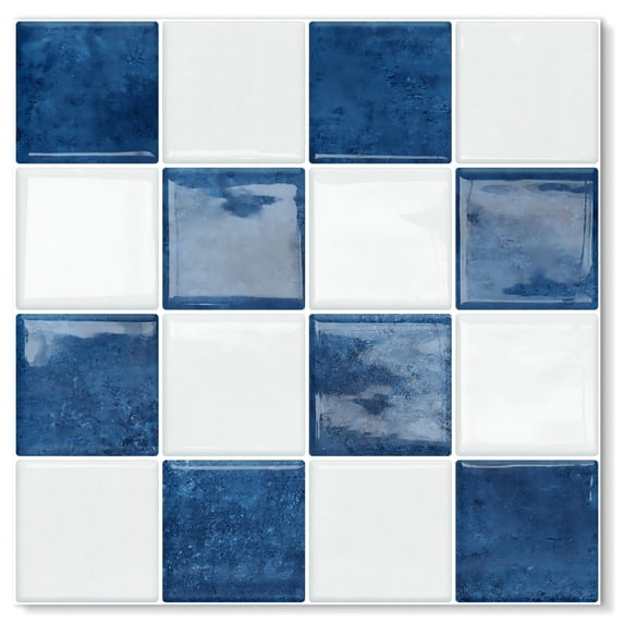 10 Sheets Peel and Stick Backsplash - 9" x 9" 3D Adhesive Peel and Stick Tile Backsplash for Kitchen Bathroom,Checkerboard Checkered Stickers