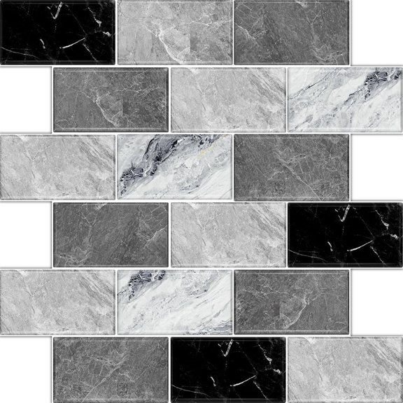 10 Sheets Peel and Stick Backsplash for Kitchen 12"X12"  Splash Adhesive Subway Wall Tile Sticker for Bathroom  Renter Friendlyn Marble