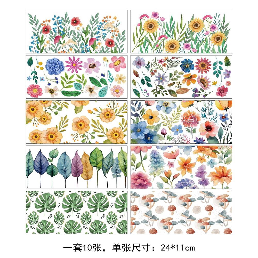 Pvc Transfer Sticker 10 Sheets Plants PVC Rub on Transfer Stickers Waterproof Cup Wrap ...
