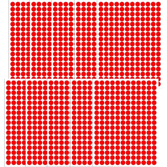 10 Sheets Red Dot Stickers, Red Circle Stickers, Waterproof Self-Adhesive Coding Circle Dot, Removable Coding Label for File Classification Shop Home Classroom Marking