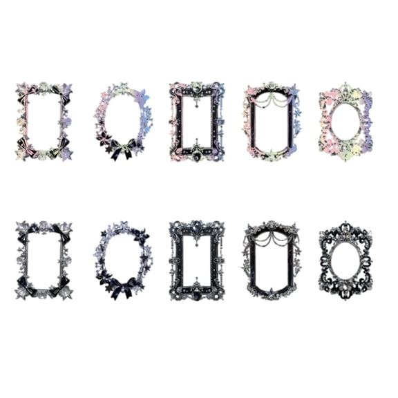 10 Sheets Scrapbook Sticker Aesthetic Sticker Border Sticker Crystal Museums Series Sticker Scrapbooking Supplies