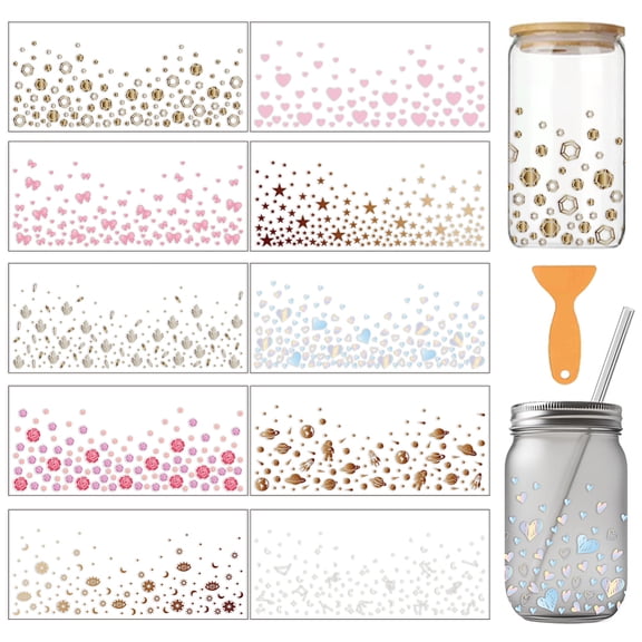 10 Sheets Simple Repeating Pattern UV DTF Cup Wrap
