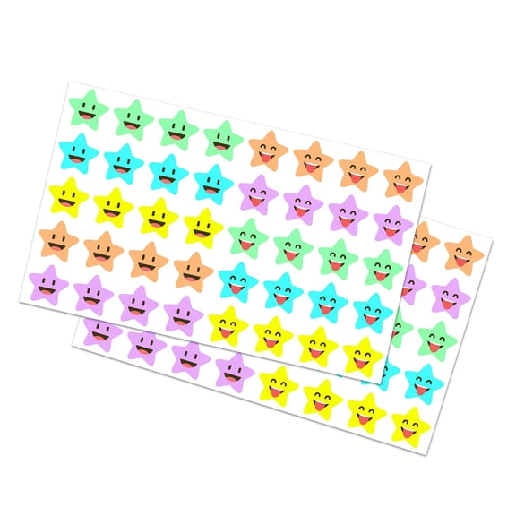 10 Sheets Small Star Sticker Labels Decorative Sticker Reward Sticker Happy Faces Sticker Decorative Label Sticker