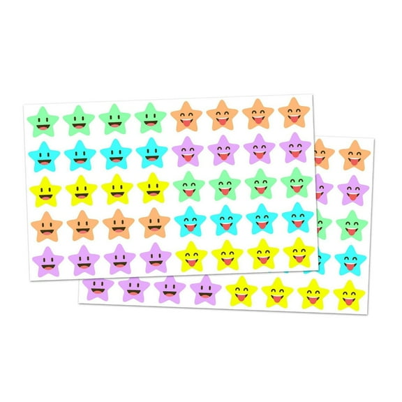 10 Sheets Reward Sticker Small Star Sticker Decorative Sticker Happy Face Label