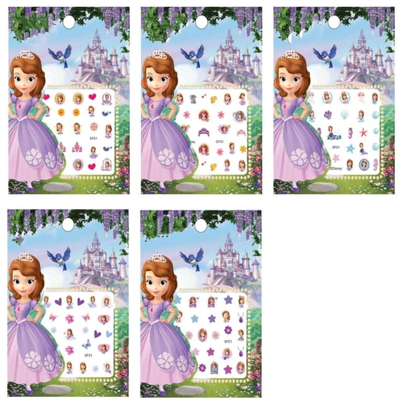 10 Sheets Sofia Inspired Royal Prep Princess Cartoon Nail Stickers for Girls Kids - Cute Self-Adhesive Nail Art Decals