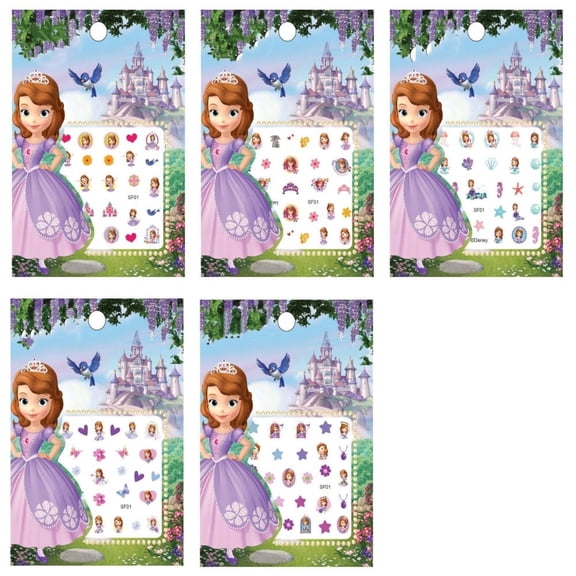 10 Sheets Sofia Inspired Royal Prep Princess Cartoon Nail Stickers for Girls Kids - Cute Self-Adhesive Nail Art Decals