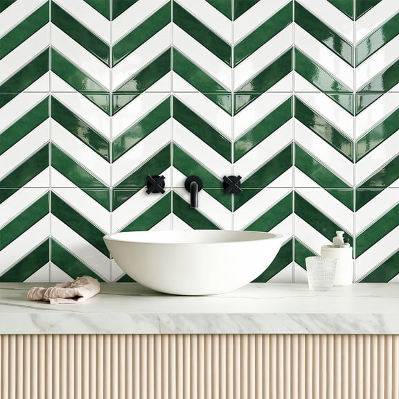 10 Sheets Thicker Herringbone Peel and Stick Backsplash, 11.4"×9" Stick on Wall Tiles, Self Adhesive Tile Sticker for Kitchen Backsplash and Bathroom