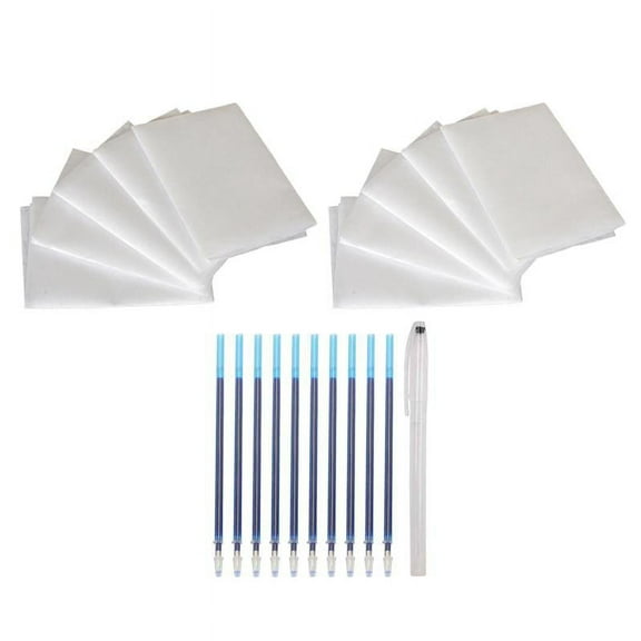 10 Sheets Transfers Paper/ Water Soluble Embroidery Stabilizer Cross Stitch Hand Painted Patterns Transfer Paper with Pens