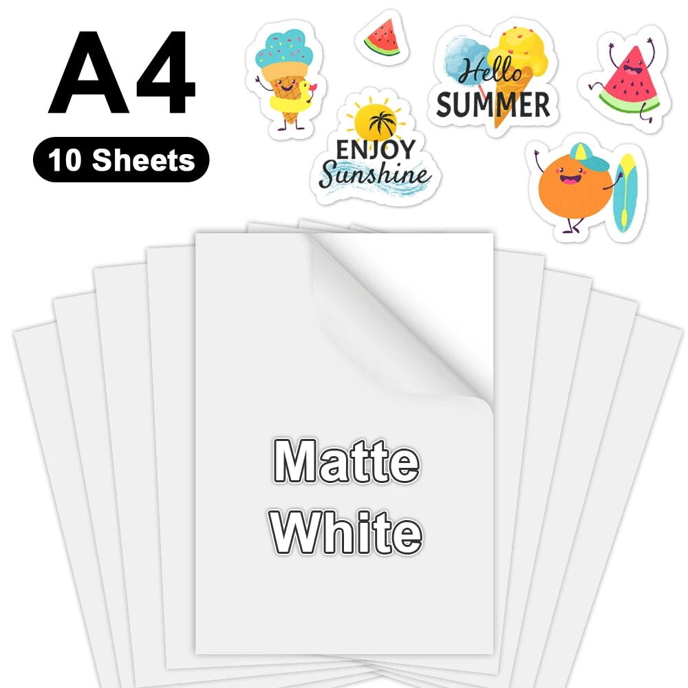 10 Sheets Transparent Printable Vinyl Sticker Paper A4 Glossy White ...
