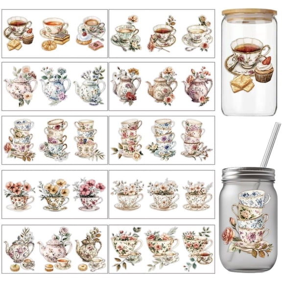 Tea Colour Pattern Tea Cup Stickers for Arts Crafts