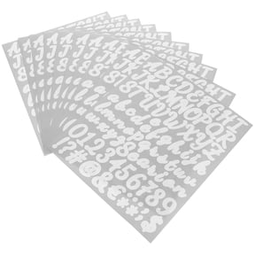 Raindrops White PVC Alphabet Stickers for Crafts, 10 Sheets of Sticky Letters for Projects and Scrapbooking