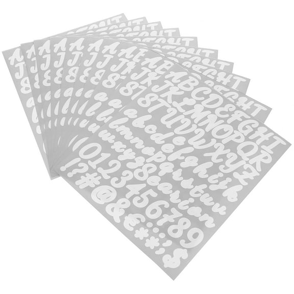 Raindrops White PVC Sticky Letters for Crafts, 10 Sheets of Alphabet Stickers for Projects