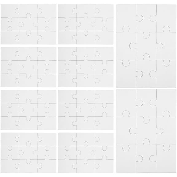 10  Sheets of Blank Jigsaw Puzzles Pieces Blanks Puzzle DIY Drawing Blank Jigsaw Pieces