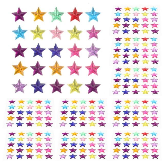 10 Sheets of Jewel Gems Stickers Selfadhesive Star Rhinestones