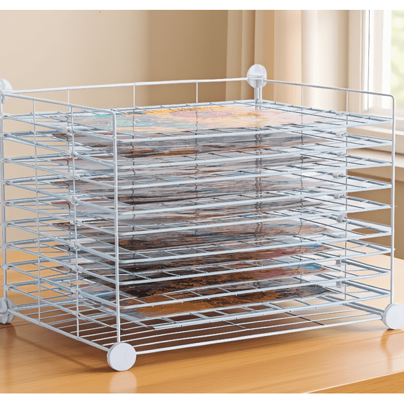 10-Shelf Art Drying Rack, Mount Metal Organizer for Paintings, Posters and Art Projects