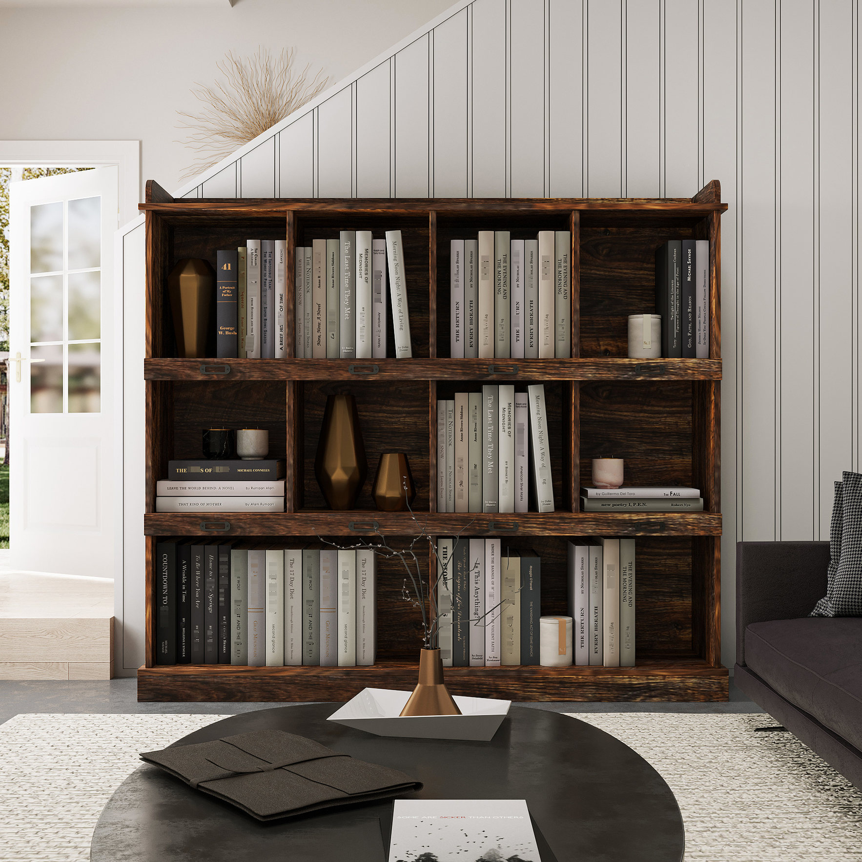 10 - Shelf, Espresso - Colored Bookcase - Cubbyhole for Framed Photos ...