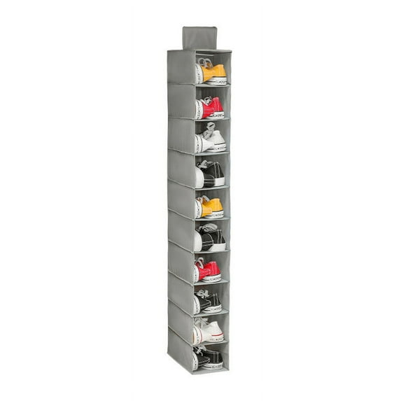 10-Shelf Hanging Shoe Organizer Hanging Closet Shoe Organizer, Space Saving Shoe Holder & Storage, Closet Organizer Great for Shoes(Gray)