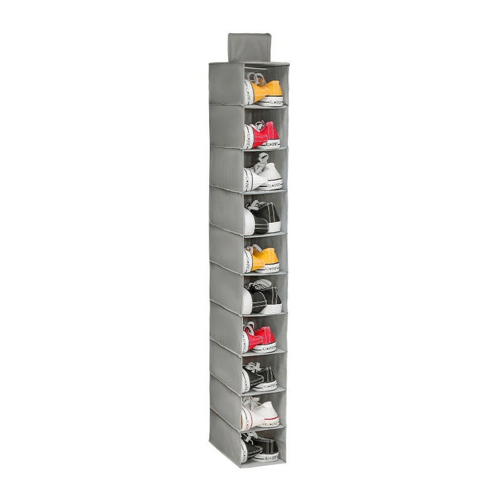 10-Shelf Narrow Hanging Closet Organizer, Nonwoven Space-Saving Storage