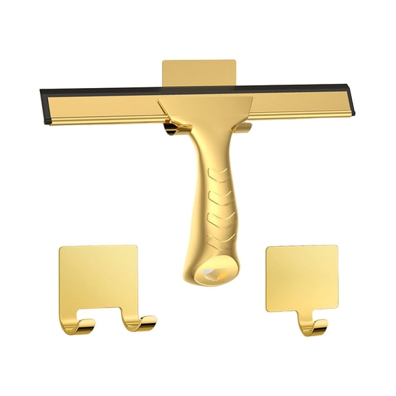 10” Shower Squeegee for Shower Glass Door Bathroom Window Car Glass Stainless Steel Scraper Wiper with 2 Hooks Household