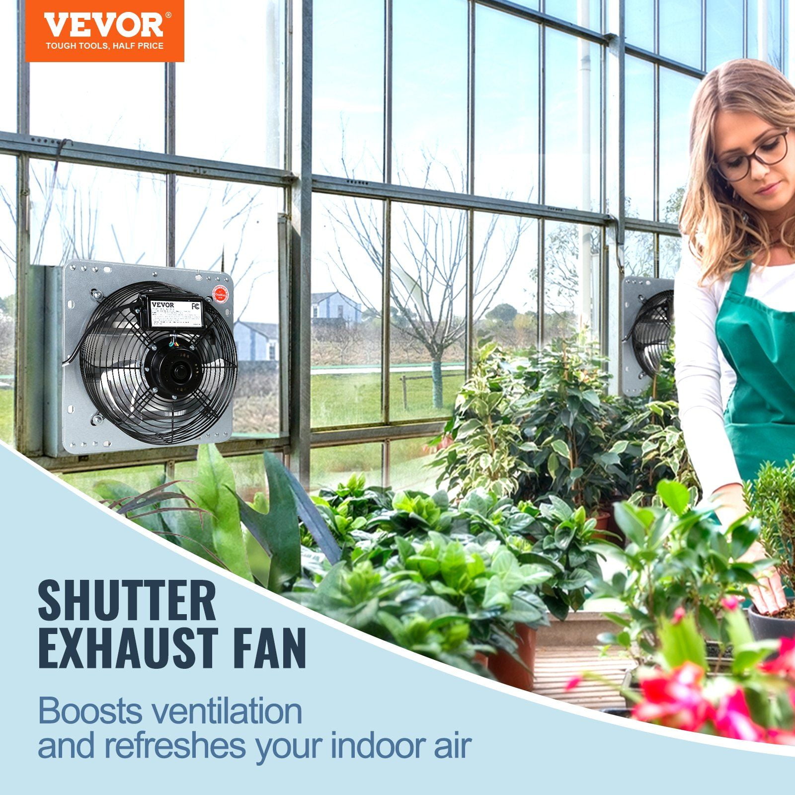10"Shutter Exhaust Fan,High-speed 820 CFM,Aluminum Wall Mount Attic Fan ...