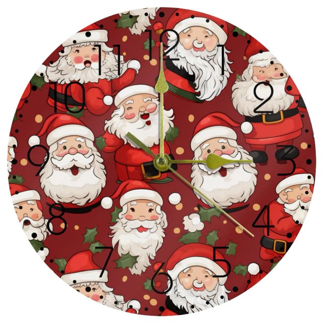 10" Silent Large Father Christmas Santa Claus Wall Clock Battery