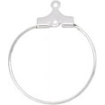 thumbnail image 1 of 10 Silver Beading Hoop Earring Finding Components with 2 Loops Plated Brass Metal (20mm), 1 of 1