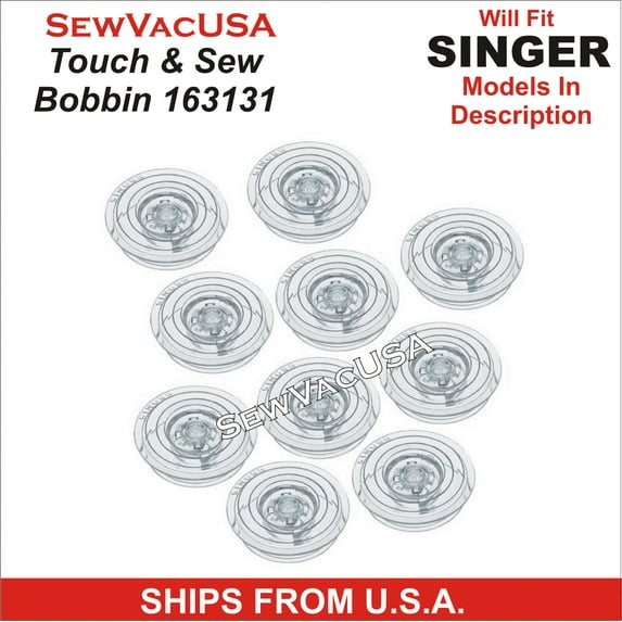 10 Genuine Singer Touch & Sew Bobbins 163131 Fits Models in Description