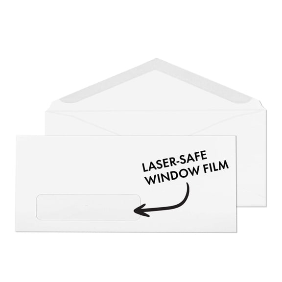 #10 Single Digital Window Envelopes - 2500 Bulk Box - 4 1/8" x 9 1/2" - 24lb White - Gummed - Laser Safe for Printing, Single Left Heat Resistant Window for QuickBooks Invoice or Business Mail