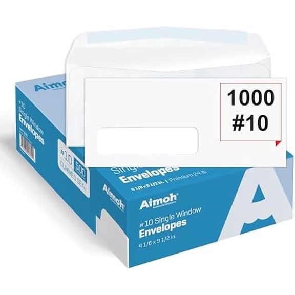 #10 Single Left Window Envelopes -Gummed Closure -Size 4-1/8x9-1/2 Inches -24LB-1000 Count(35410-1000)