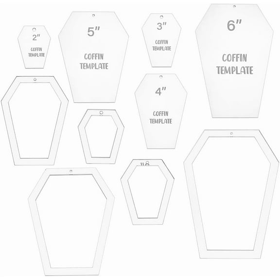 10 Sizes Coffin Quilting Templates Acrylic Intricate Sewing Ruler Clear Pressure Plate Router Template DIY