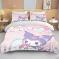10 Sizes Kawaii Sanrio Kuromi Printed Bedding Set Cartoon Anime Duvet