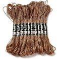 thumbnail image 1 of 10 Skeins 12-Ply Metallic Polyester Embroidery Floss Glitter Cross Stitch Threads for Craft Needlework Hand Embroidery Friendship Bracelets String Sienna 0.8mm about 8.75 Yards(8m)/skein, 1 of 5