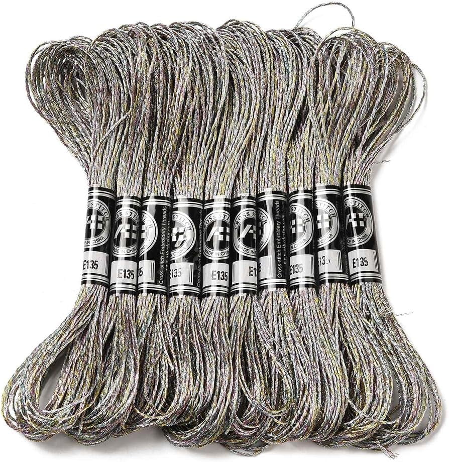 10 Skeins 12 Strands 87.5 Yards Grey Polyester Embroidery Floss ...