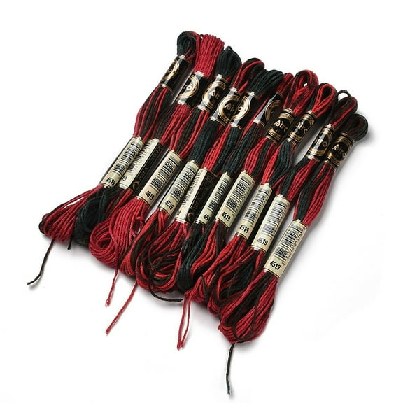 10 Skeins 6-Ply Polyester Embroidery Floss Cross Stitch Threads Segment Dyed FireBrick 0.5mm about 8.75 Yards(8m)/skein Polyester