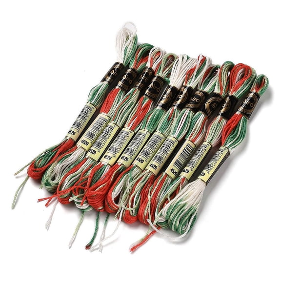 10 Skeins 6-Ply Polyester Embroidery Floss Stitch Threads Segment Dyed Colorful 0.5mm about 8.75 Yards(8m)/skein