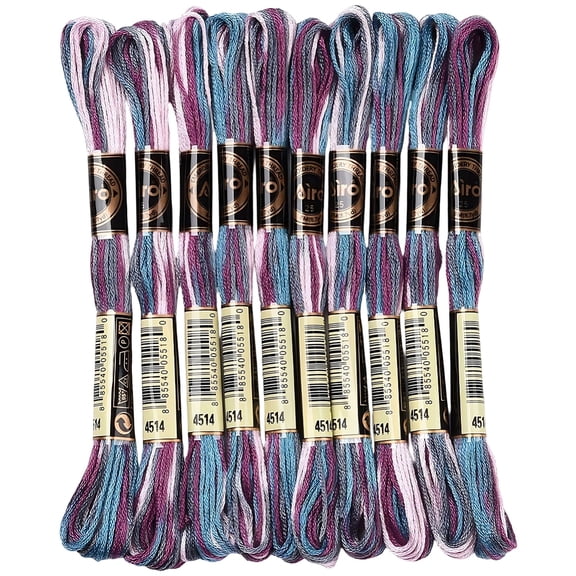 10 Skeins 6-Ply Polyester Embroidery Floss Stitch Threads Segment Dyed Dark Slate Gray 0.5mm 8.75 Yards(8m)/skein