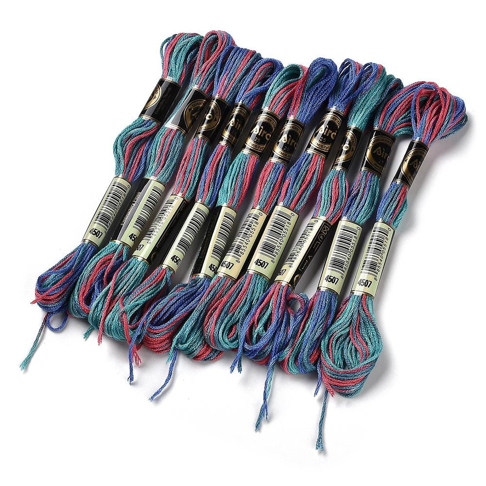 10 Skeins 6-Ply Polyester Embroidery Floss Stitch Threads Segment Dyed ...