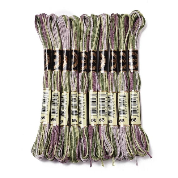 10 Skeins 6-Ply Polyester Embroidery Floss Stitch Threads Segment Dyed Old Rose 0.5mm 8.75 Yards(8m)/skein