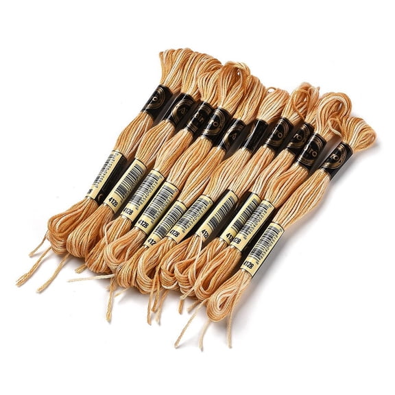 10 Skeins 6-Ply Polyester Embroidery Floss Stitch Threads Segment Dyed Peru 0.5mm 8.75 Yards/Skein for DIY