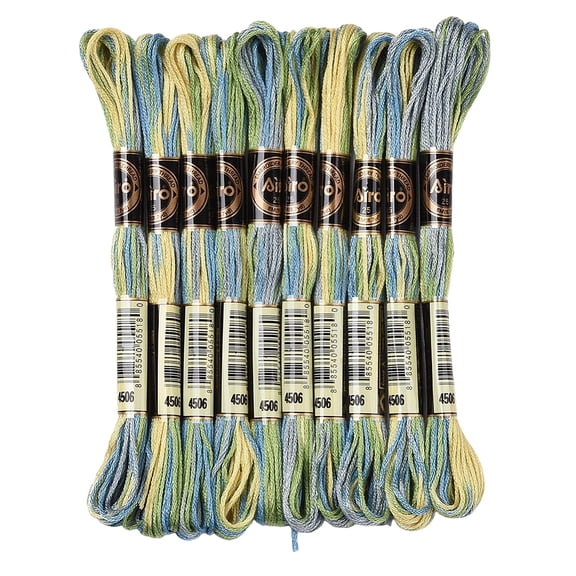 10 Skeins 6 Strands Green Variegated Embroidery Floss Polyester Gradient Stitch Thread Friendship Bracelets Yarn Threads String Bulk DIY