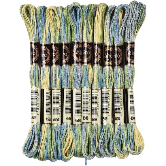 10 Skeins 6 Strands Green Variegated Embroidery Floss Polyester Gradient Stitch Thread Friendship Bracelets Yarn Threads String Bulk