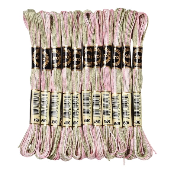 10 Skeins 6 Strands Pink Green Hand Variegated Embroidery Floss Gradient Stitch Thread Friendship Bracelet String Yarn Bracelets Threads Bulk DIY