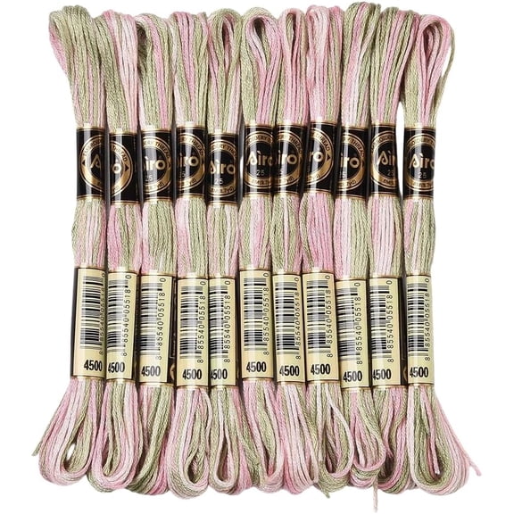 10 Skeins 6 Strands Pink Green Hand Variegated Embroidery Floss Gradient Stitch Thread Friendship Bracelet String Yarn Bracelets Threads Bulk