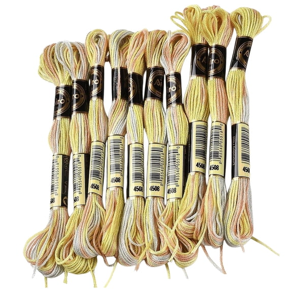 10 Skeins 6 Strands Yellow Hand Variegated Embroidery Floss Gradient Stitch Thread DIY Friendship Bracelet String Yarn Bracelets Threads Bulk
