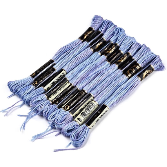 10 Skeins 80m 0.5mm 6-Ply Polyester Embroidery Floss Cross Stitch Threads Segment Dyed All Purpose Sewing Thread Home Sewing Supplies Hand Sewing
