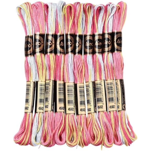 10 Skeins 87.5 Yards 6 Strands Pink Friendship Bracelet String Hand Variegated Embroidery Floss Gradient Stitch Thread Yarn Bracelets Threads Bulk