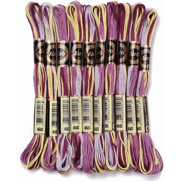 10 Skeins 87.5 Yards Purple Variegated Embroidery Floss Gradient Color Cross Stitch Threads Bracelet String Polyester Threads Bulk for Jewelry Making Bracelet Knitting Stitching Craft Supply